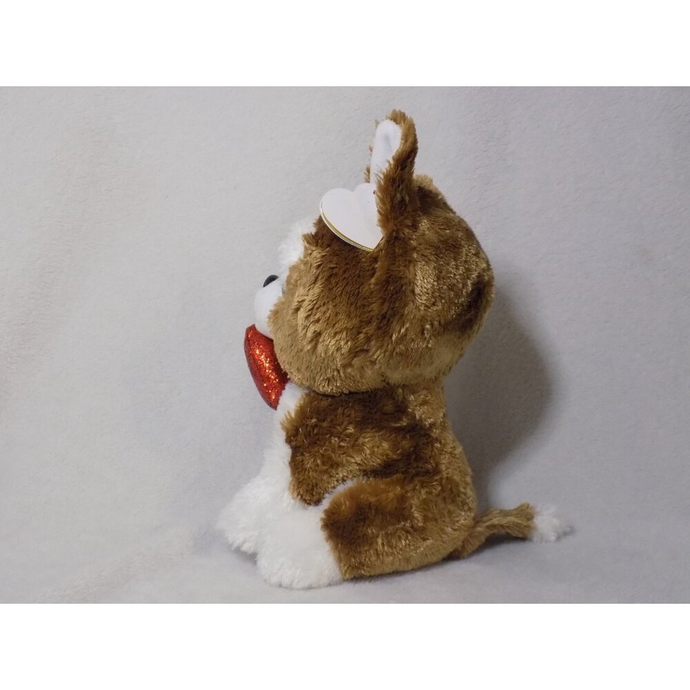 TY BEANIE BOOS SMOOCHES DOG WITH RED HEART HANGING OFF MOUTH 9" - NEW - Picture 2 of 4